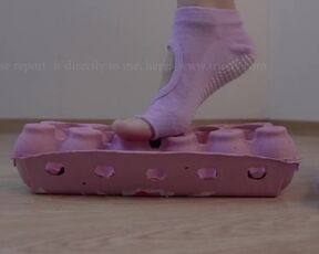 Crushing Egg Carton Wearing Yoga Socks | TrissTV on ManyVids