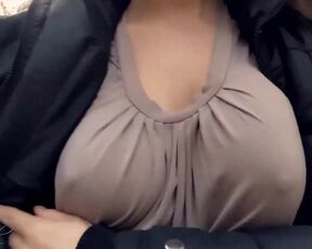 Hard Nipples Through Shirt, Outside. (short tease)