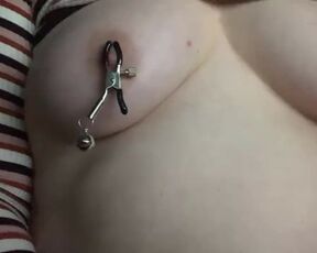 Slutty Meow teases her nipples while doing her Finals