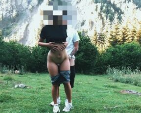 Big ass student fucked in the forest in standing doggystyle