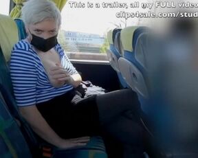 Public bus risky crossed legs masturbation orgasm