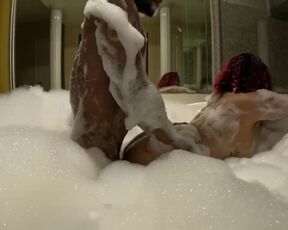 Fucking a slut at a resort in a bubble bath