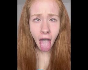 Redhead teen Egirl ahegao cum drooling