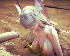 Angewomon Deepthroat Blowjob : Digimon Hentai Parody