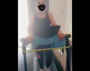 Step mom plays with step son fucking hard on treadmill