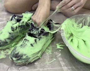 Trashing sneakers (trainers) with super sticky slime