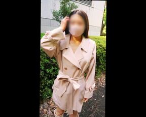 Trained married woman exposes herself outdoors in a nude coat and seeks a passing man's penis in a p