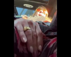 Blonde MILF Masturbating while waiting for a green light & cumming hard