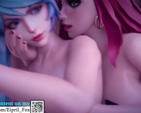 Futanari Ashe, Ahri and Evie did Hot Threesome - Futa League of Legends and Paladins Hentai