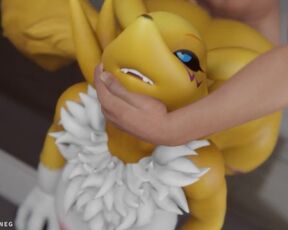 Furry MILF Renamon is creampied