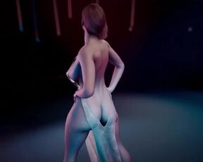 3D blonde short hair nakeed her big boobs dance for you