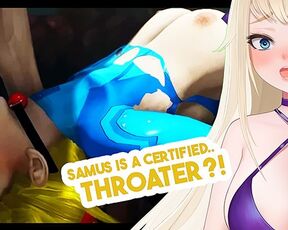 oh wow… Samus is a certified cock-deepthroat slut | Metroid Porn Hentai Vtuber React