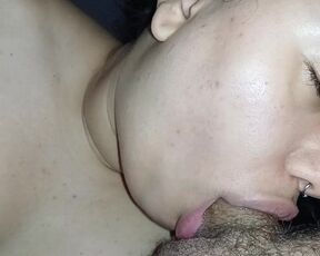 first blowjob of the day just to warm up his mouth and cock and he almost cums